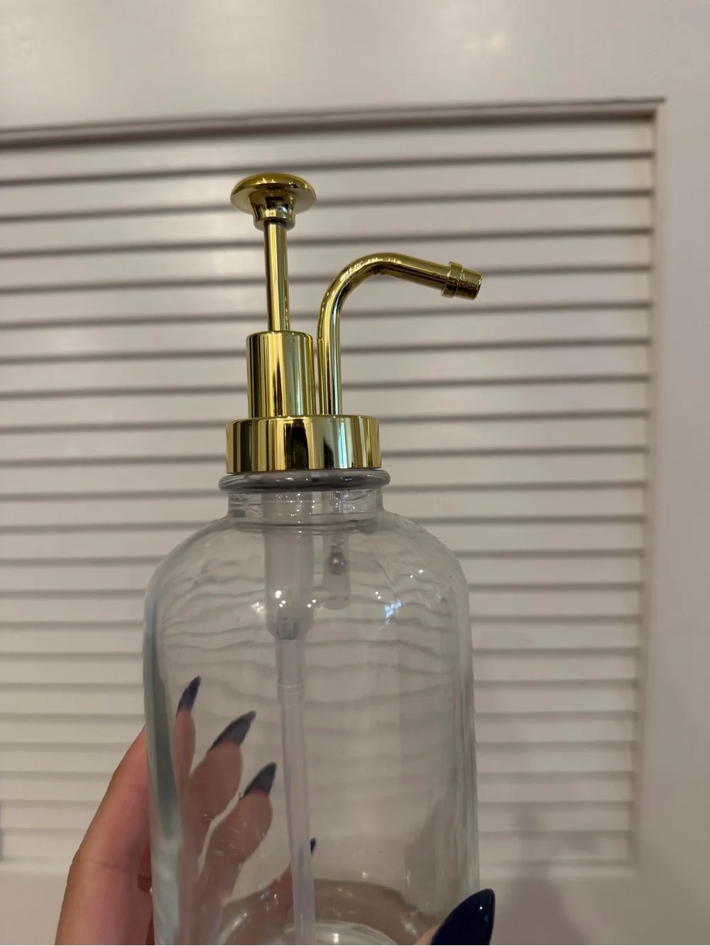 NWOT Glass Soap or Syrup Dispenser with Gold Pump - Clear